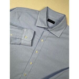 Proper Cloth‎ Blue Oxford Dress Shirt J. Markham Custom 100% Cotton Long Sleeve